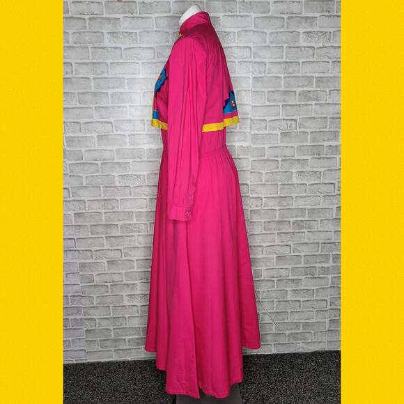 VTG Pink Southwest Maxi Western Dress with Attached Bolero Jacket, size Small - Picture 3 of 8